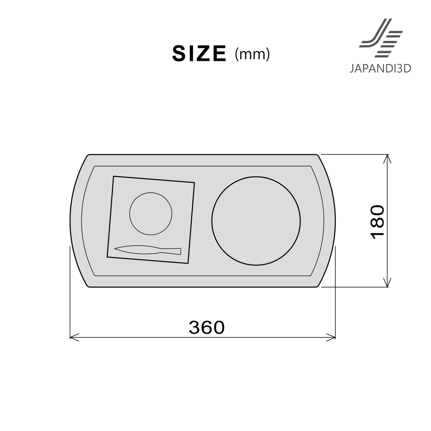 Wagashi set 3D model dimensions – 360×180mm tray size, FBX GLB format
