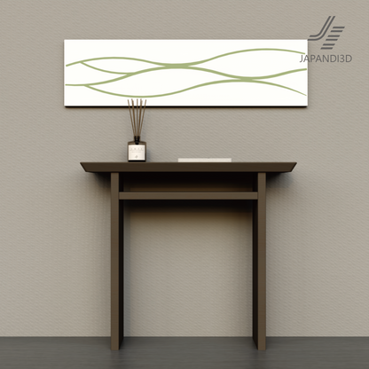 Wall Art Waves Above Console Table - Gray Wall Interior Scene - Modern Home Decor 3D Asset FBX GLB