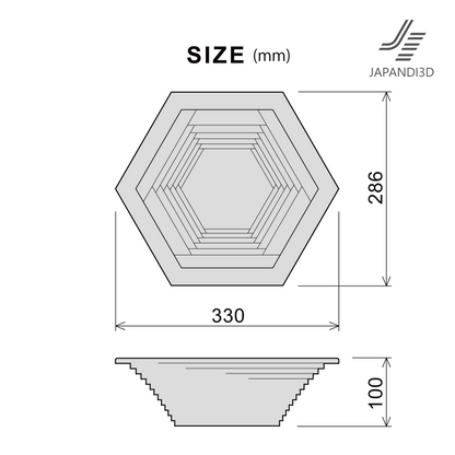 The Layered Wood Object size chart shows dimensions of W330 x D286 x H100 mm.