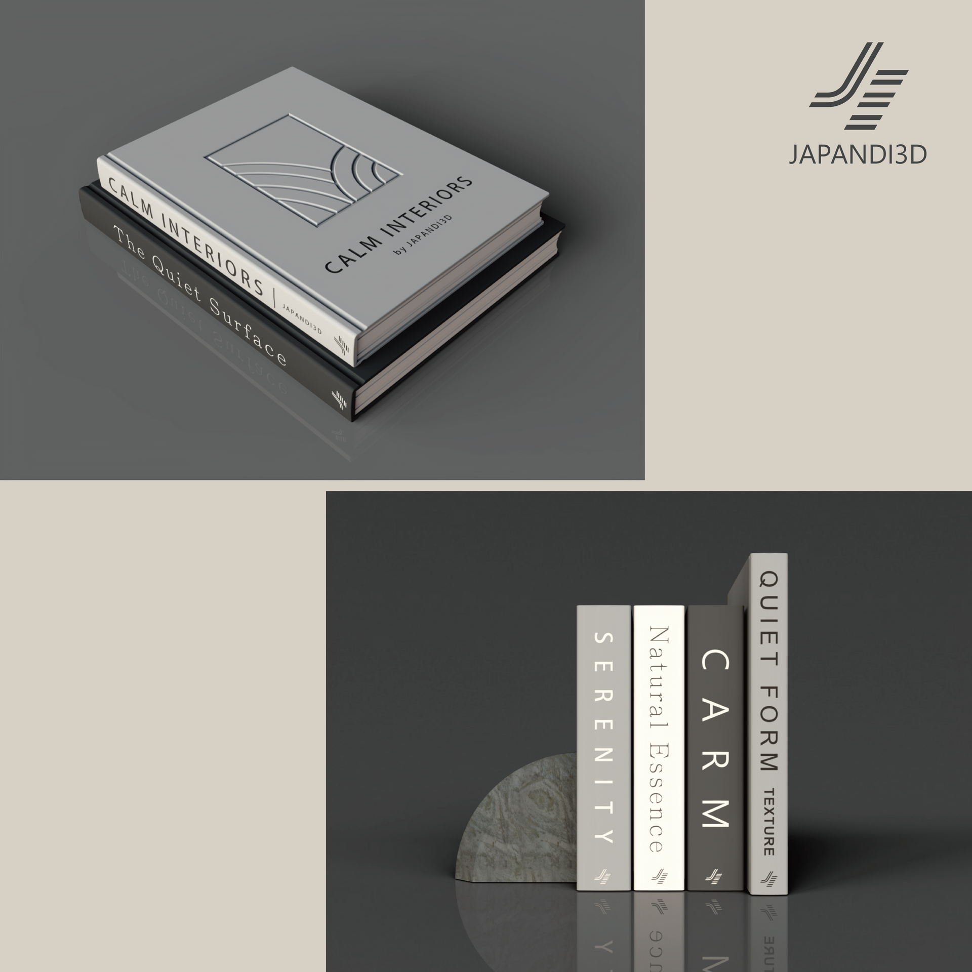 Decorative Books Set 3D Model (FBX/GLB) | JAPANDI 3D