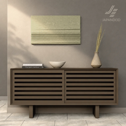 Relief Panel Strata detail view, light and shadow on vertical grooves, wall relief 3D model FBX GLB for interior visualization
