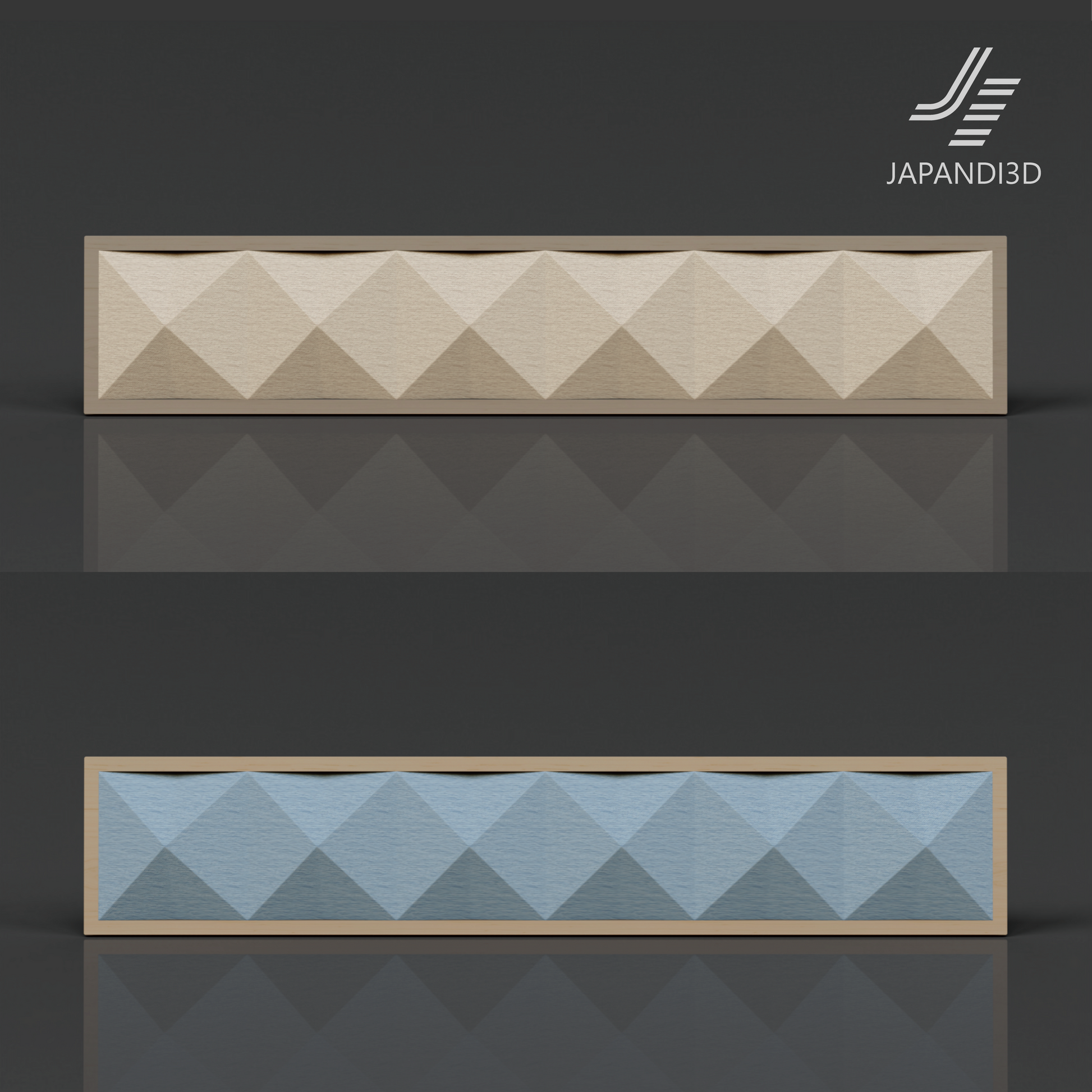 Wall Art Origami 2-Piece Set - Sand and Sea Colors - Geometric Folded Pattern - 3D Model FBX GLB