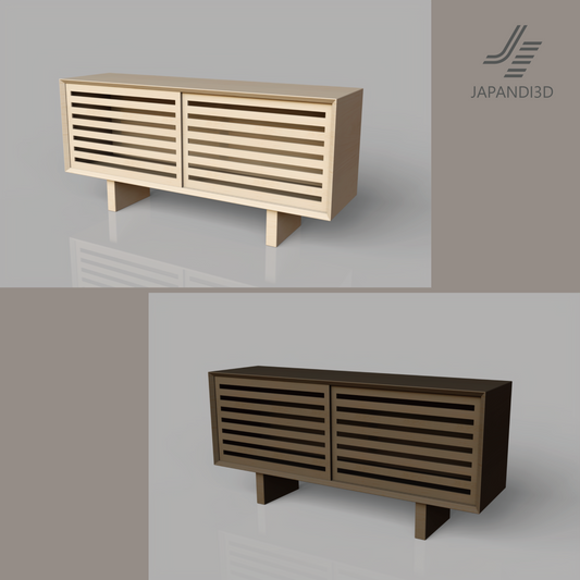 Cabinet W1500 3D model – natural wood finish, front view, FBX GLB
