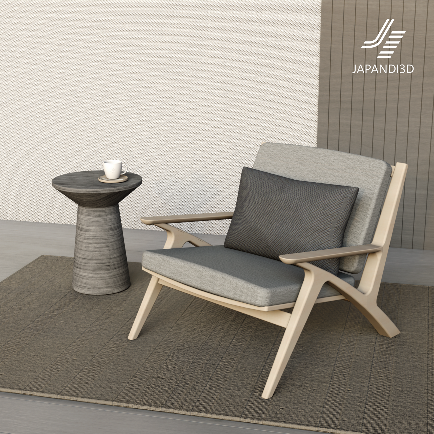 Cushion on Lounge Chair - Interior Styling Scene - Modern Furniture Accent 3D Asset