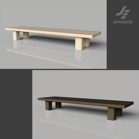 Display Table W1500 3D model, thin tabletop with thick legs, low console table for object and art book display, FBX GLB assets for Japandi interior rendering