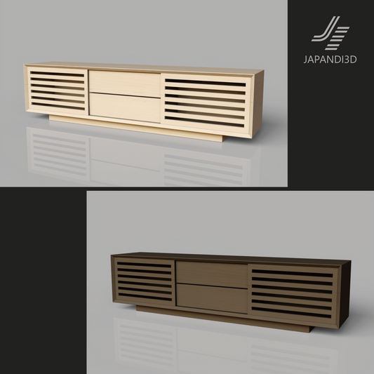 Japandi TV board W2000 3D model FBX GLB 2-color set