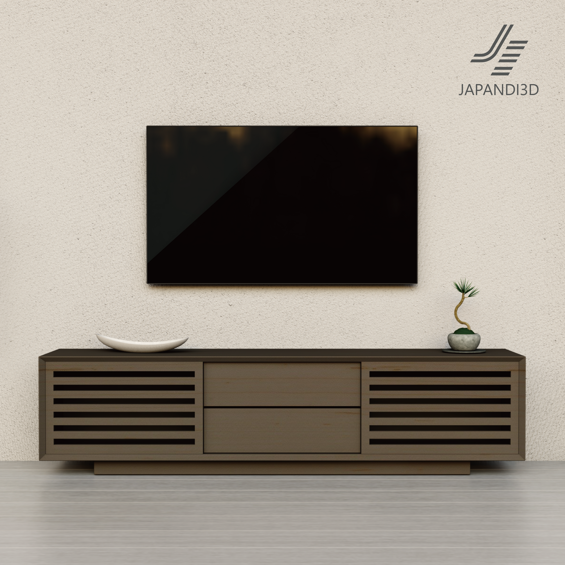 TV board W2000 3D model – interior scene lighting reference