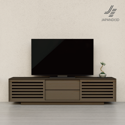 TV board W2000 3D model – sliding door design for architectural visualization