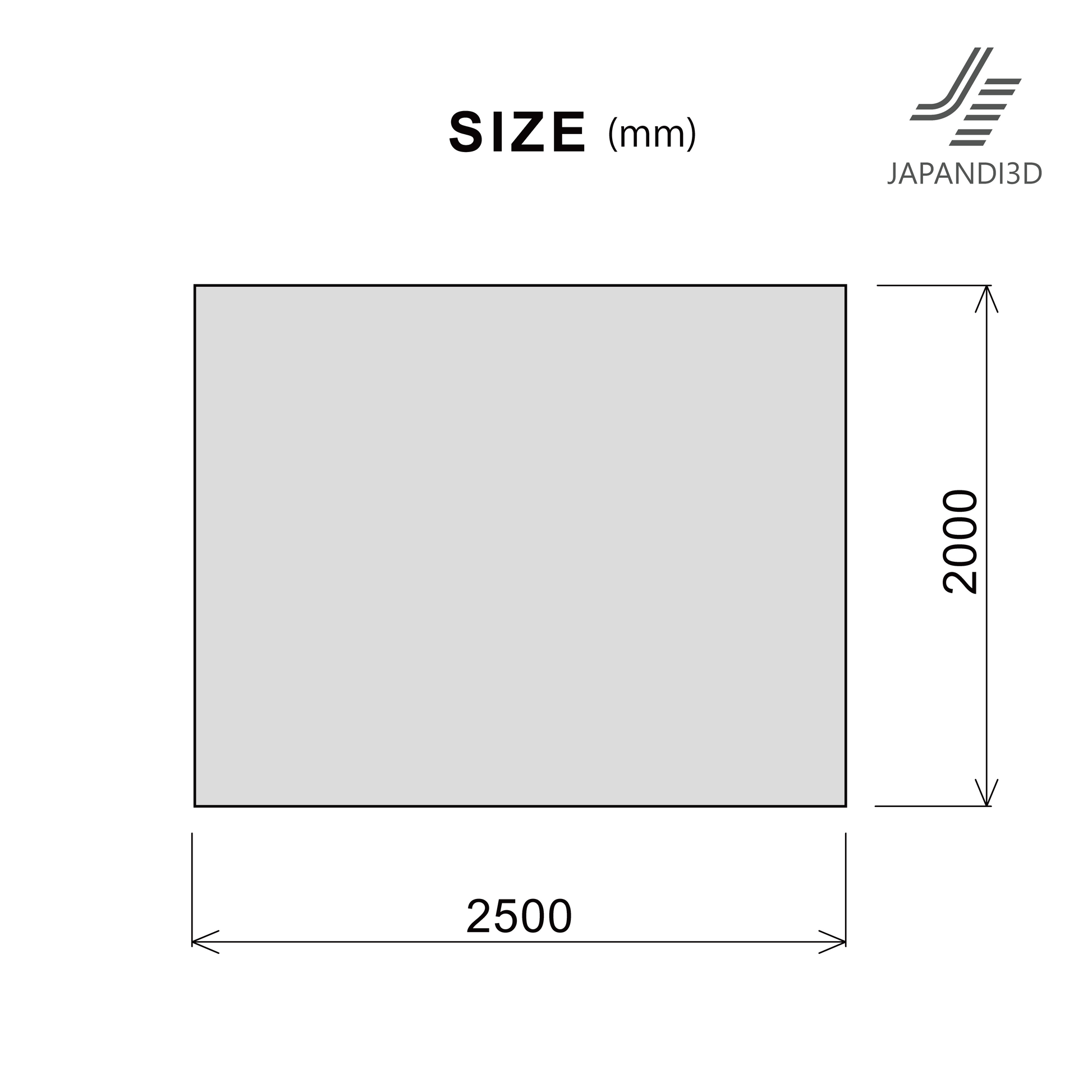 Diamond Stitch Rug Size Chart - Dimensions W2500 D2000mm - Specifications