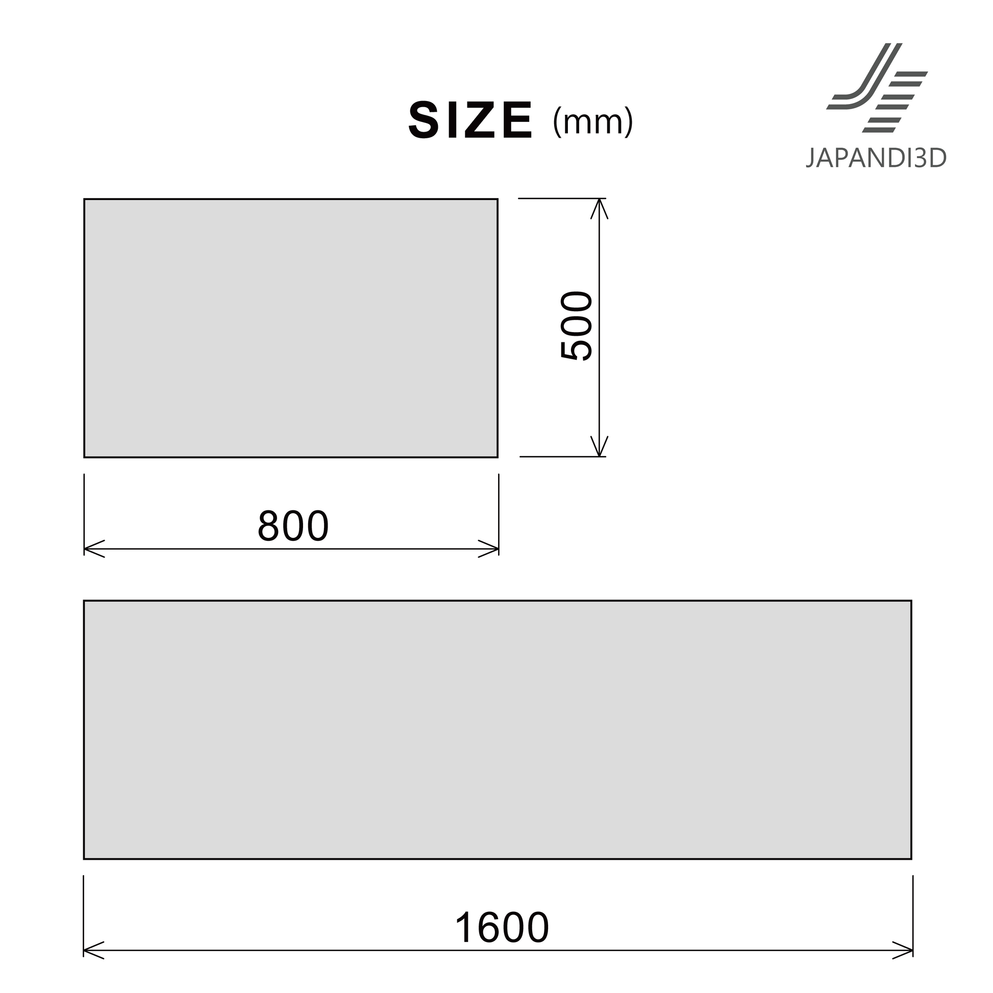 Jute Floor Mat dimensions chart, 800x500 and 1600x500, 3D model FBX GLB for interior rendering