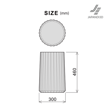 Stone Side Table Size Chart - Dimensions Diameter 300mm Height 460mm - 3 Color Variations