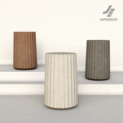 Stone Side Table Light Version - With Books and Plant - Japandi Modern Interior 3D Model FBX GLB