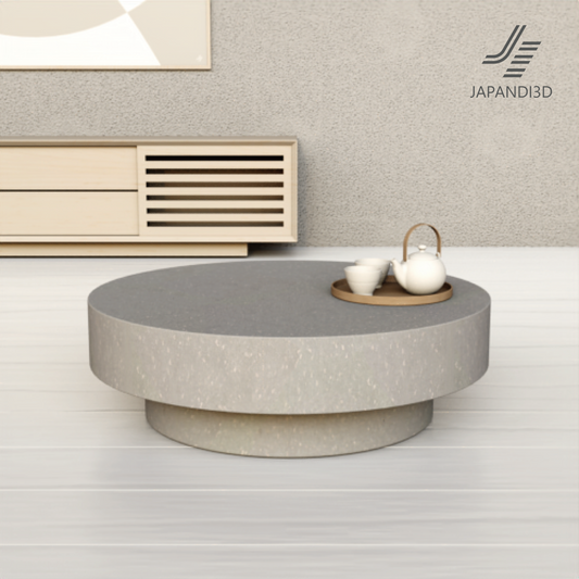 Stone Coffee Table 2 Sizes φ750 φ900 H280 3D model FBX GLB Japandi living room architectural visualization