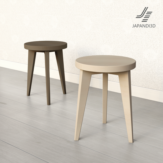 Japandi round stool 3D model FBX GLB 2-color set – free sample