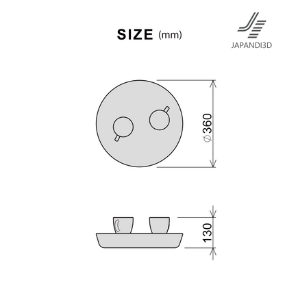 Zabuton cushion and floor table 3D model dimensions – size specifications