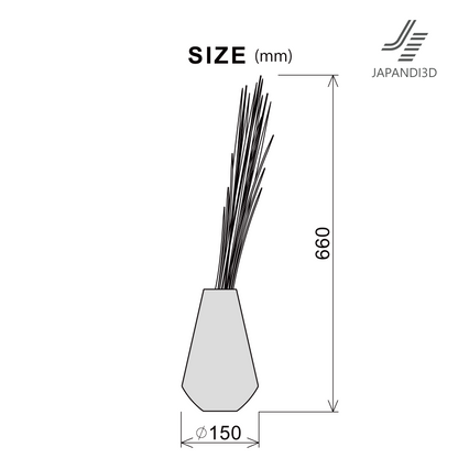 Decorative Stems Size Chart - Dimensions Height 660mm Diameter 150mm - Specifications and Measurements
