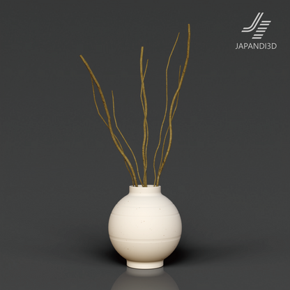 Decorative Branches with Vase 3D Model - Organic Branch Lines and Round Vessel - Japandi Interior FBX GLB