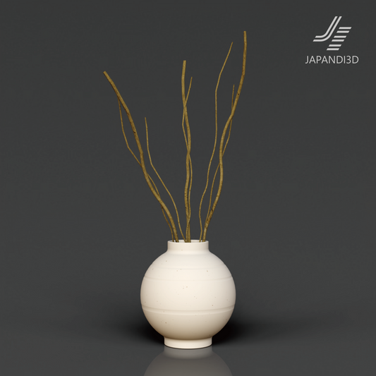 Decorative Branches with Vase 3D Model - Organic Branch Lines and Round Vessel - Japandi Interior FBX GLB