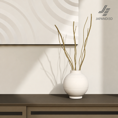 Decorative Branches 3D Model - Branches in Rounded Vase - Shelf and Console Accent - Wabi-Sabi Decor