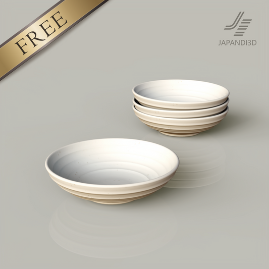 Free Download: Small Plate is a free sample 3D model showing a soft white ceramic plate as a single piece and as a stack of three for Japandi table styling.