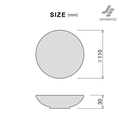 The free sample size chart for Free Download: Small Plate shows a single plate measuring Dia. 110 x H30 mm.