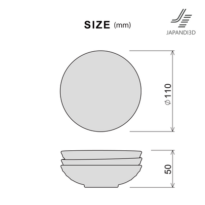 The free sample size chart for Free Download: Small Plate shows a stack of three plates measuring Dia. 110 x H50 mm.
