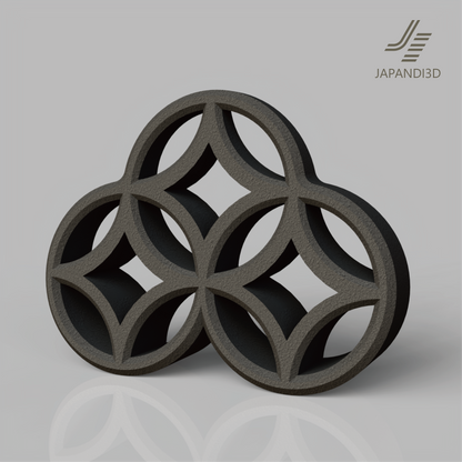stone-textured shippou decorative object on a shelf in a calm modern interior, W200 H150 D50 mm
