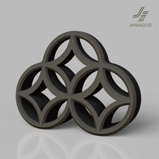 stone-textured shippou decorative object on a shelf in a calm modern interior, W200 H150 D50 mm