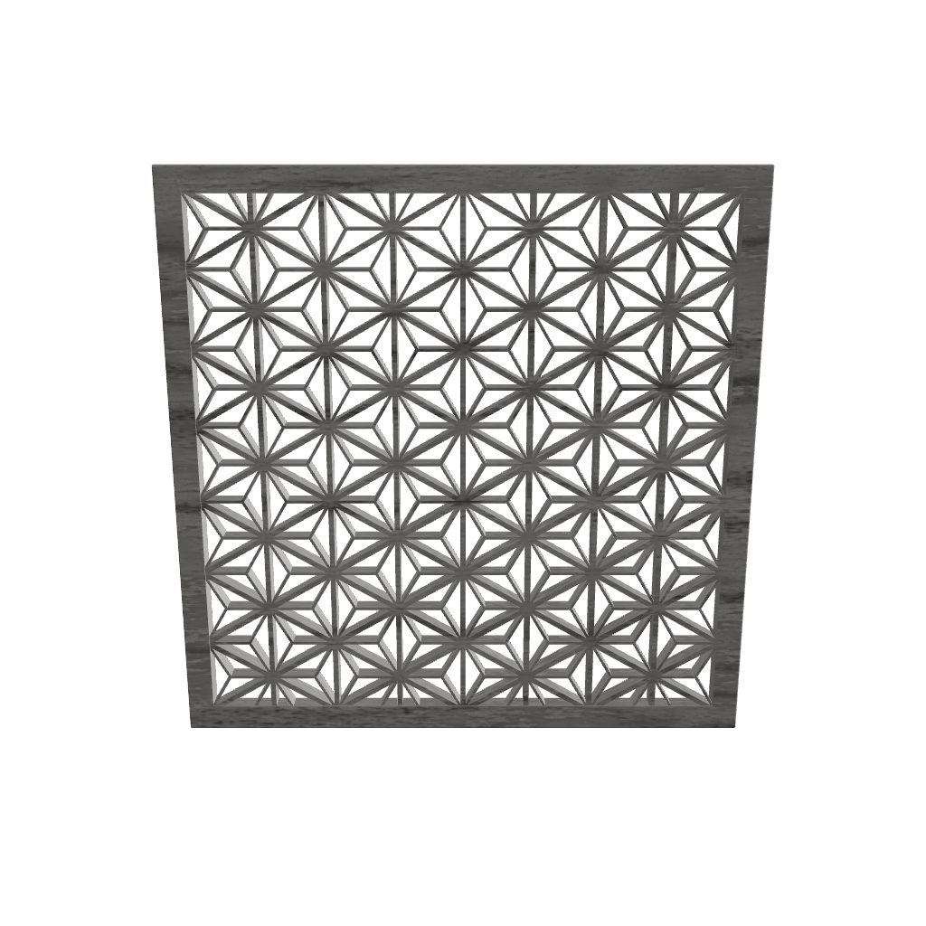 Wall Art KUMIKO Asanoha W600 H600mm Gray – single color variant, kumiko wall art 3D model FBX GLB