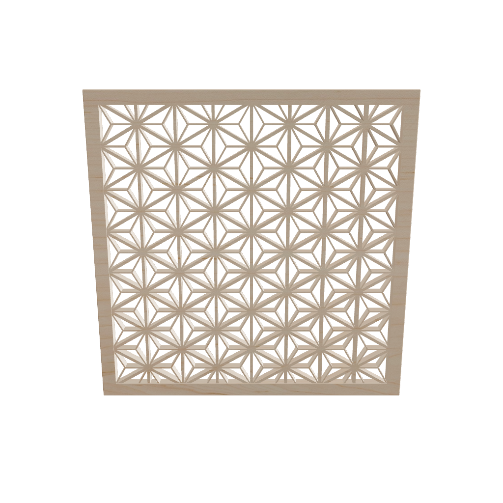 Wall Art KUMIKO Asanoha W600 H600mm Light – single color variant, kumiko wall art 3D model FBX GLB
