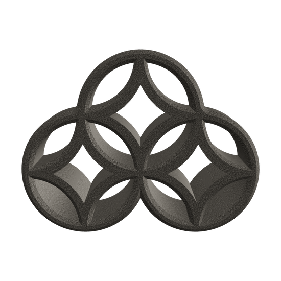 3D viewer preview of shippou decorative object, traditional Japanese seven-treasures motif, W200 H150 D50 mm