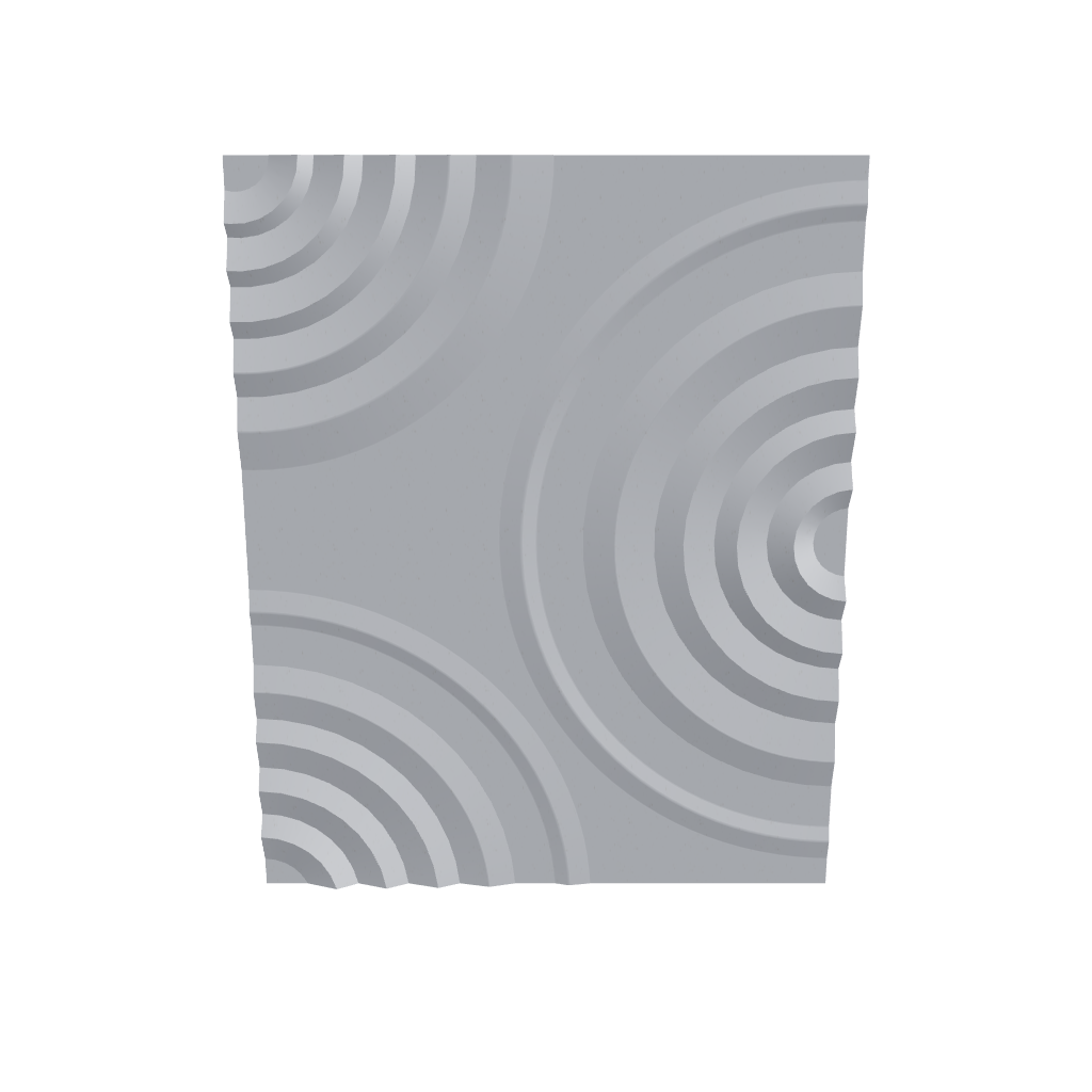 Relief Panel Ripple W800×H1000×D40 Off-White – angled view showing ripple surface relief and depth, FBX/GLB