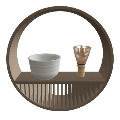 Round Wall Shelf Tea Set - 3D Model Interactive Preview - Circular Shelf Diameter 350mm Depth 100mm