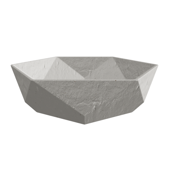 3D viewer preview of origami-inspired tray, angular sculptural surface, W250 D220 H70 mm