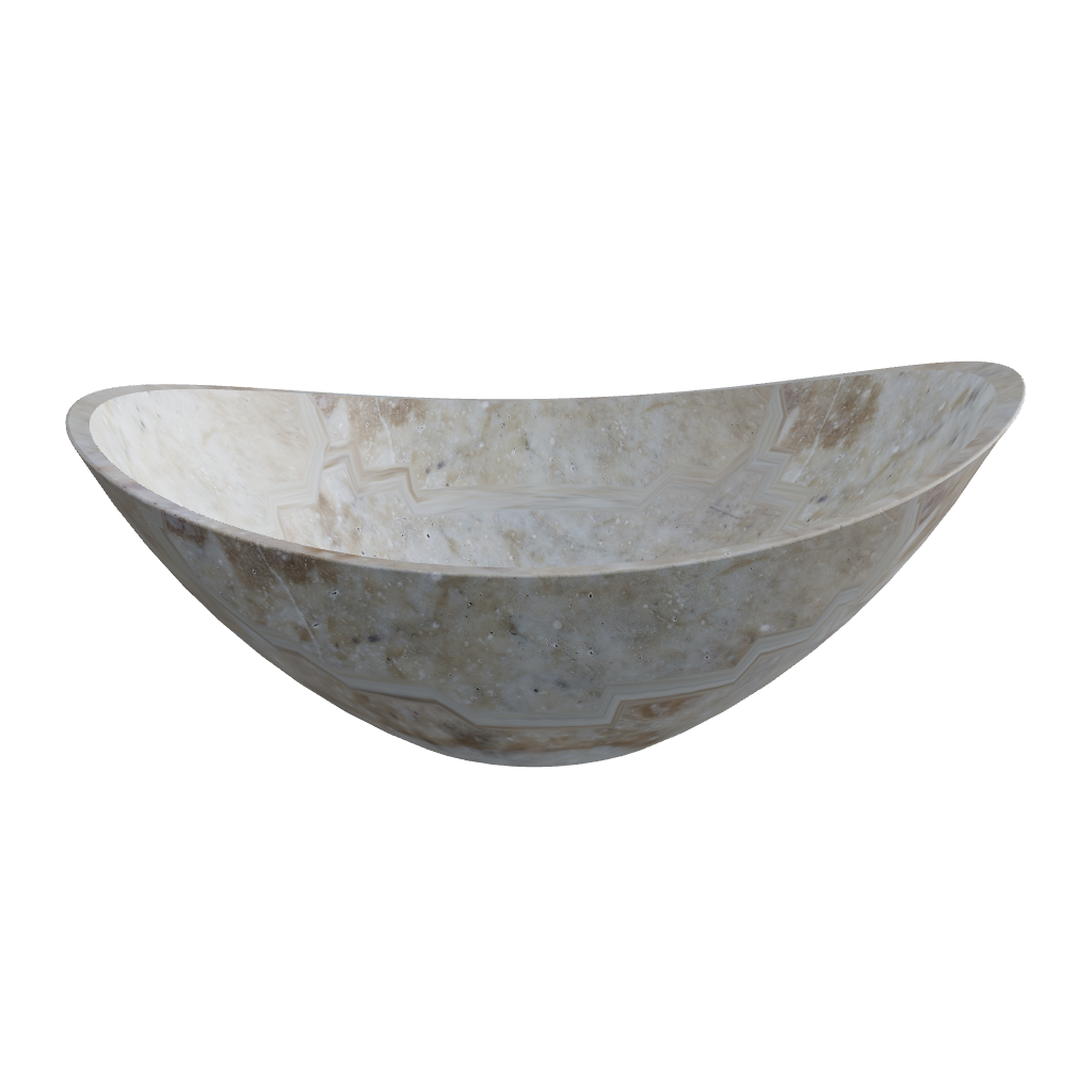 Oval Tray Round Oval 3D viewer preview, rounded oval stone-look tray, FBX GLB