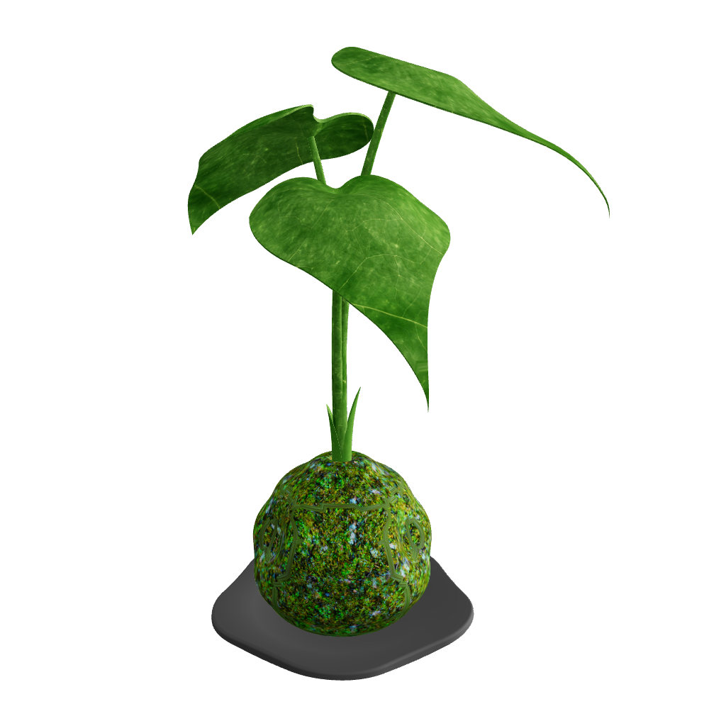 3D model preview of Kokedama moss ball plant – GLB viewer compatible