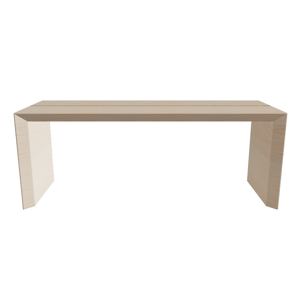 Wood Line Bench W1100 Light color 3D viewer preview, line-accent wooden bench, FBX GLB