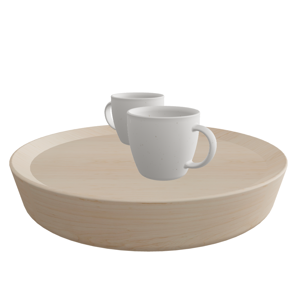 Japanese floor table 3D model – round top, φ360 H130mm, FBX GLB format
