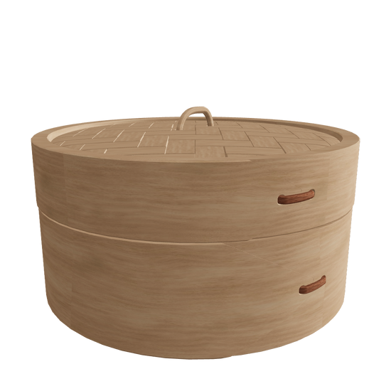Bamboo steamer 3D model – closed lid variant, φ210 H105mm, seiro Japanese kitchen prop