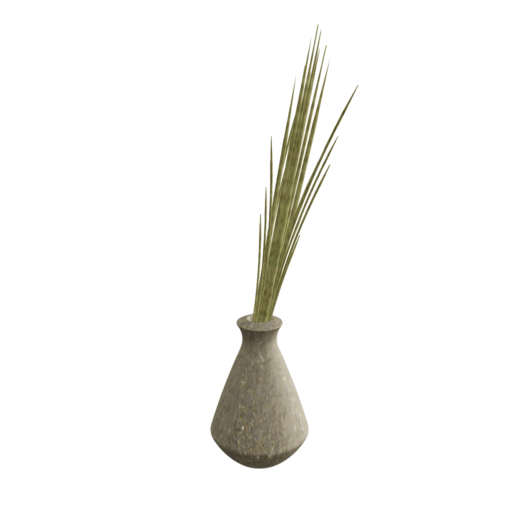 Decorative Stems 3D Model Interactive Preview - Natural Stems in Ceramic Vase - Archviz Interior Props