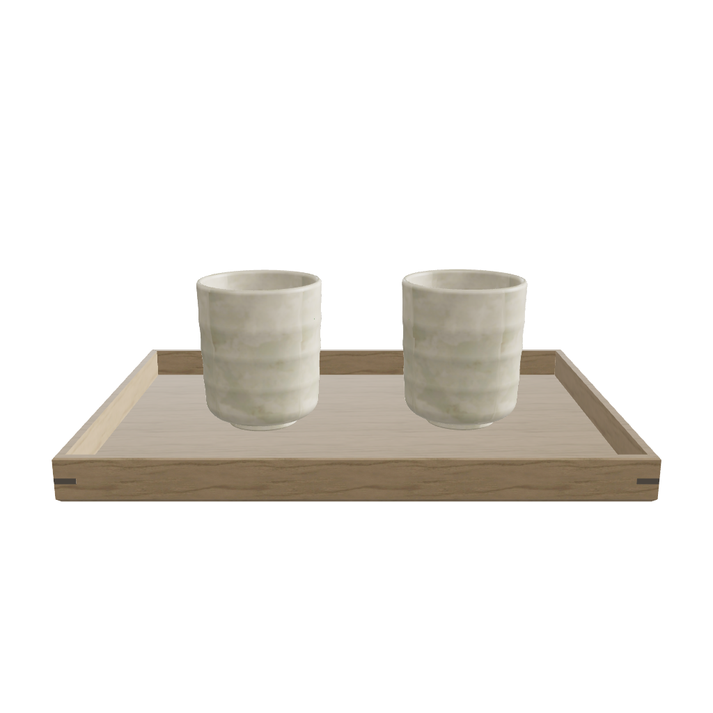 Japanese Tea Cups on Tray - 3D model