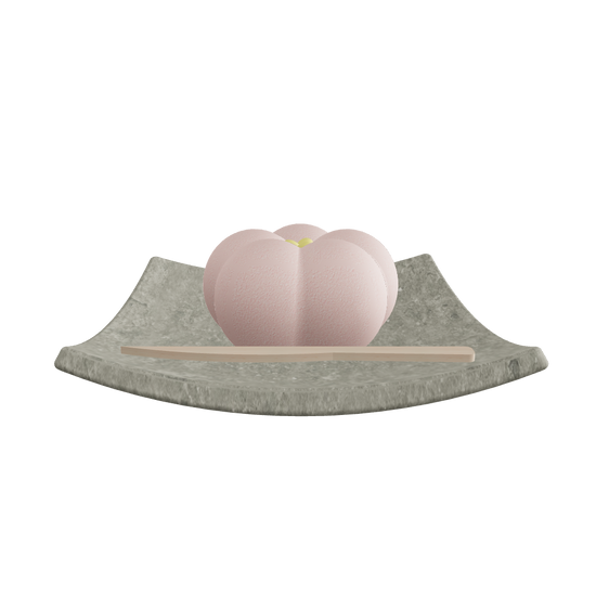 Wagashi Japanese sweets 3D viewer preview, flower-shaped confection on plate, FBX GLB