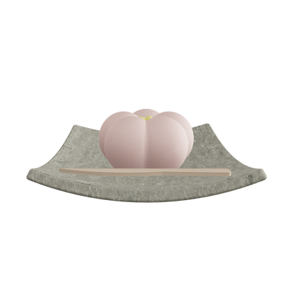 Wagashi Japanese sweets 3D viewer preview, flower-shaped confection on plate, FBX GLB
